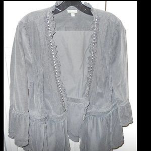 J Jill Corduroy Peplum 3/4 sleeve Boho Jacket